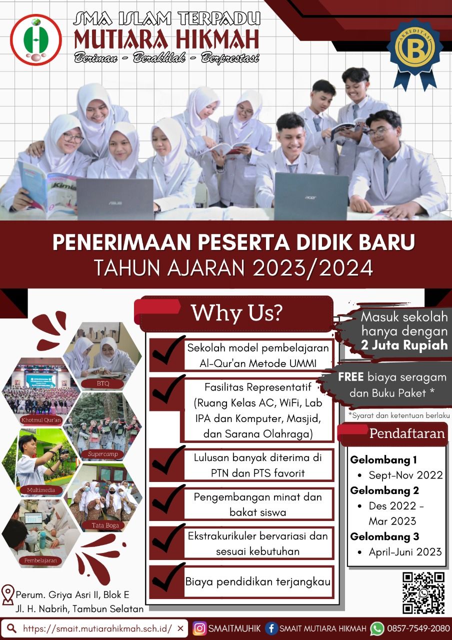 💫 Penerimaan Peserta Didik Baru (PPDB) SMA IT Mutiara Hikmah Tahun Ajaran 2023/2024 💫